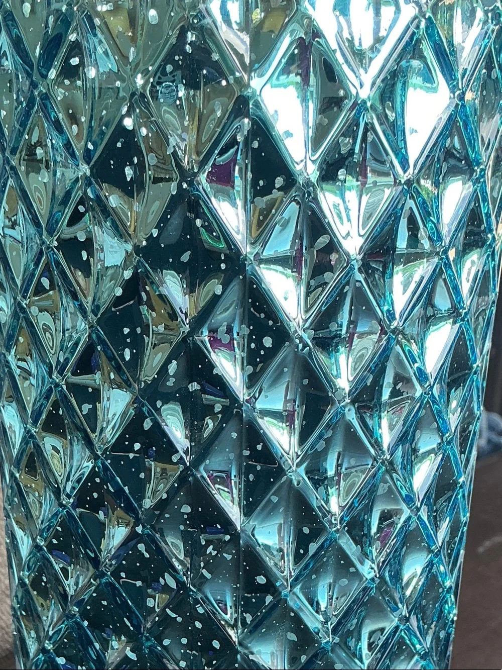 Textured Teal Decorative Glass Vase